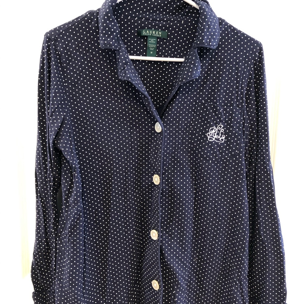 Ralph Lauren Navy and White Polka Dot Pajamas